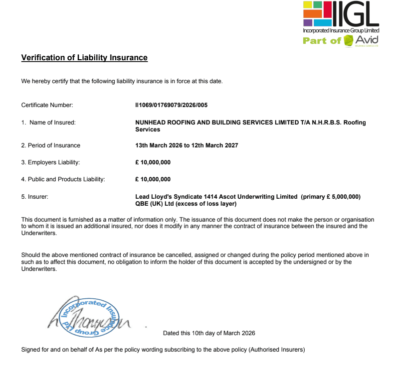 Picture of insulation laid on roof