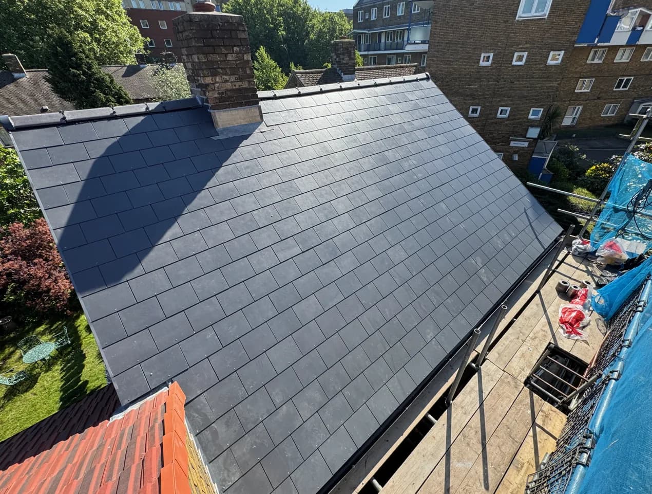 Completed slate roof installation in London