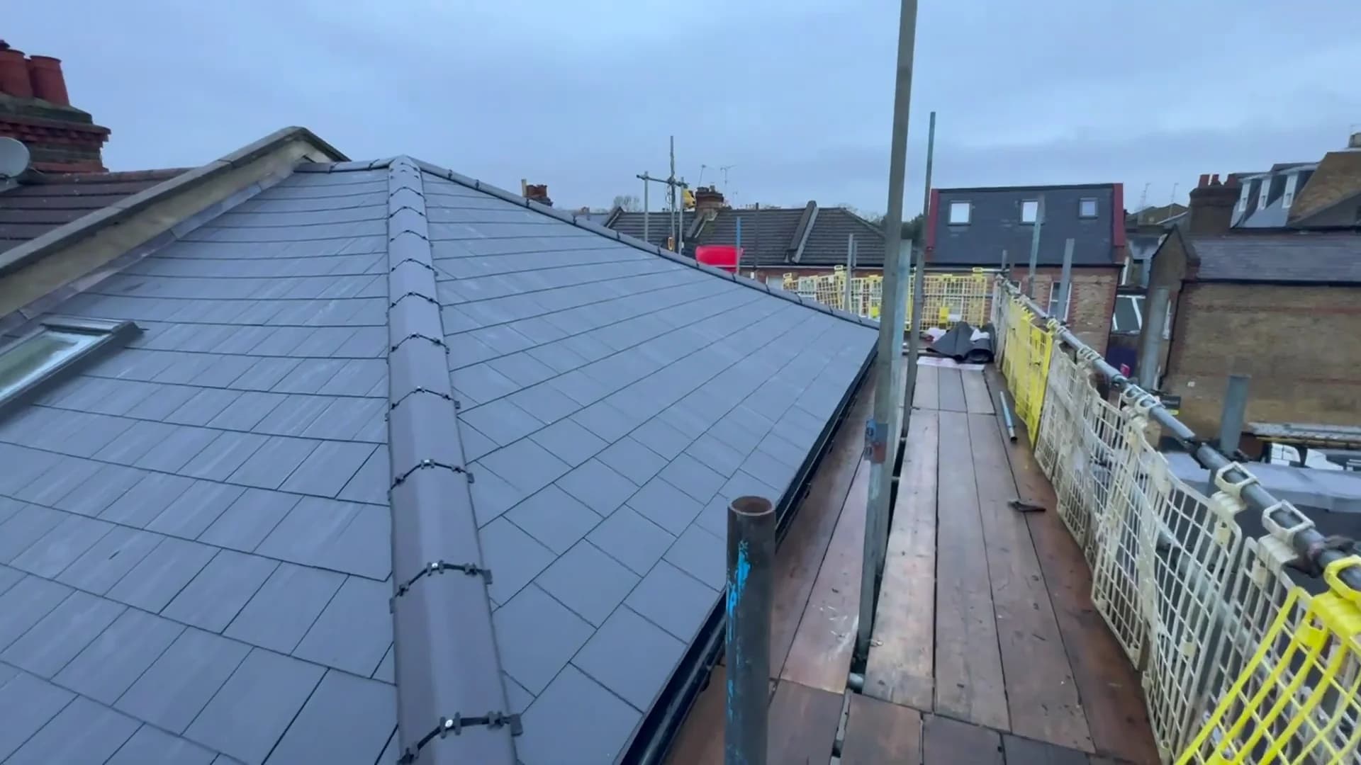 Completed fibre slate roof in Vauxhall