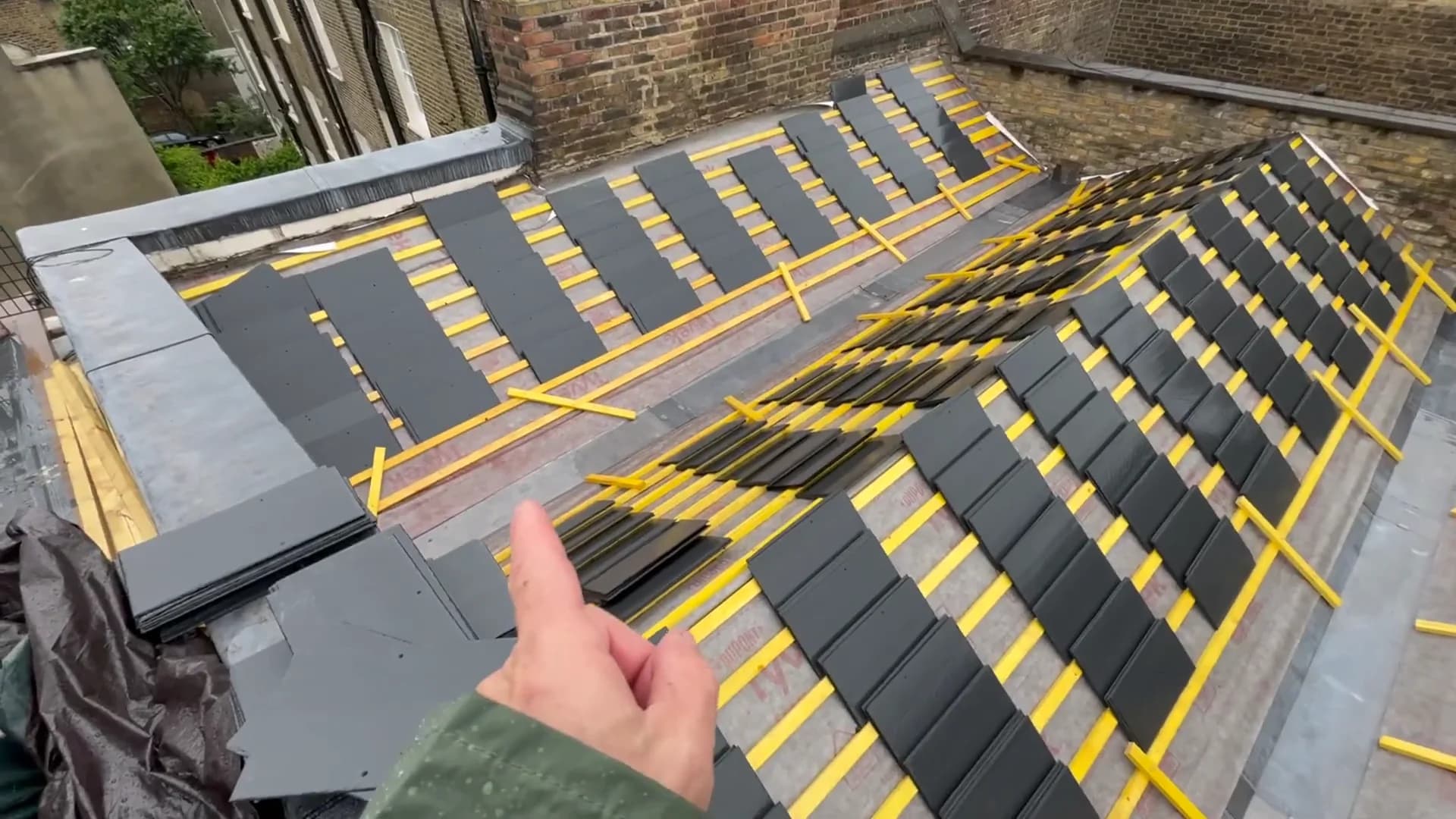 Lead gullies on the Angel roof before slating