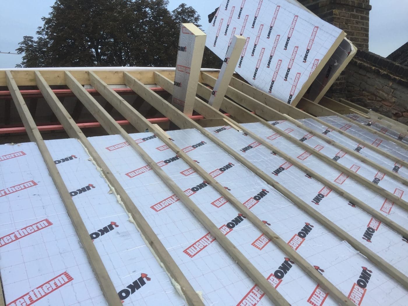 Insulation laid on a roof