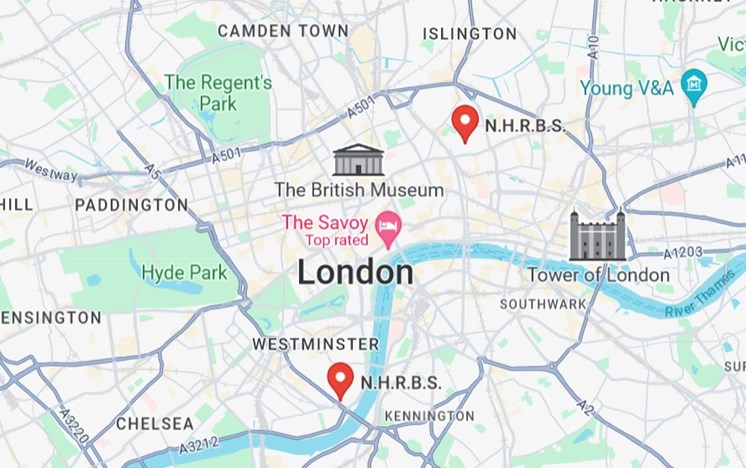 Map showing NHRBS Roofing Services in London, Near Me