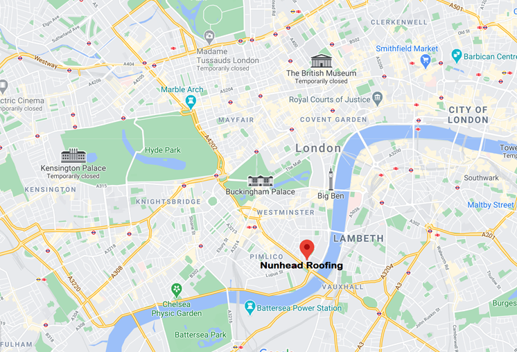 Nunhead Roofing on Map of Central London
