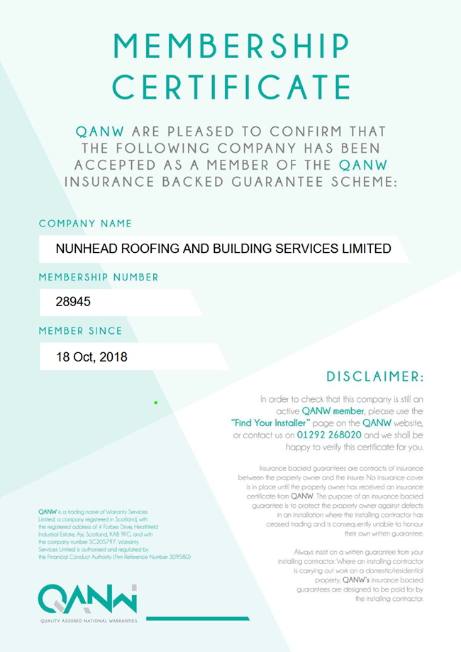 Quality Assured National Warranty Certificate for London Roof Specialist Near Me